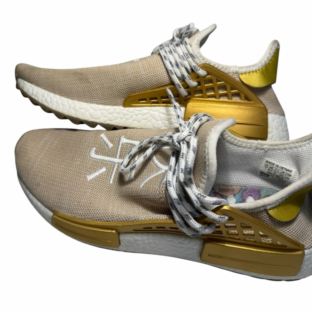 Adidas Pharrell Williams NMD Hu Trail  'HAPPY' China Gold Knit Sneakers Sz 7 - Picture 6 of 15